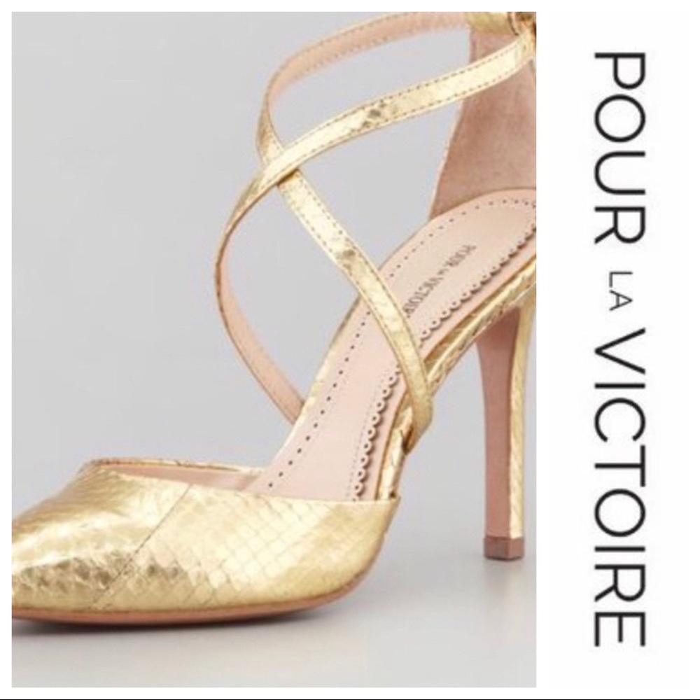 🌴Por la Victoire Festive Gold High Heel Sandals